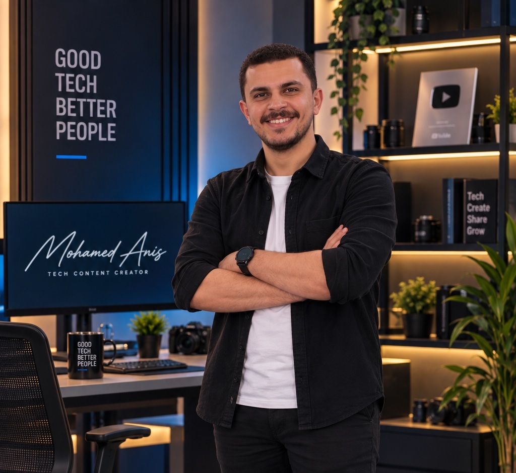Mohamed Anis standing in a technology studio